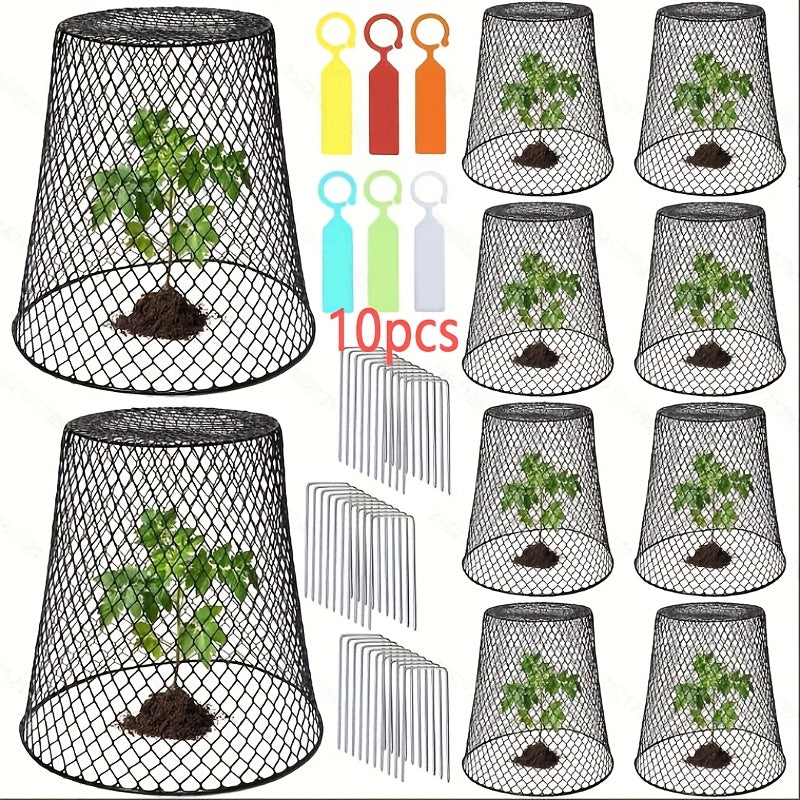 10pcs Chicken Wire Cloche Plant Covers Garden Netting Metal Heavy Duty Plant Protectors from Animals for Keeping Bunnies Chicken Squirrels Birds Other Out (9.13×9.13in)