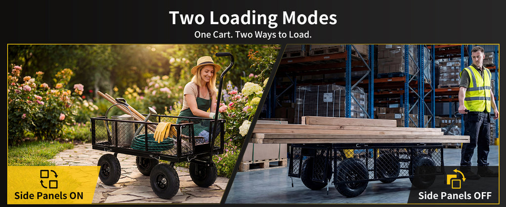 NorthSky Heavy Duty Garden Cart - 800lbs Load Capacity with 180° Rotating Handle, 10" All-Terrain Tires, Removable Sides for Easy Hauling, Off-Road Garden Wagon for Yard Work, Outdoor Utility Cart