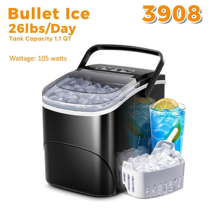 Nugget Stainless Steel Ice Maker, 35 Lbs/Day, Portable Ice Maker with Handle, Countertop Ice Maker with Self-Cleaning Function, Ice Scoop and Basket, Practical Gift, Mother's Day Gift, Silvery