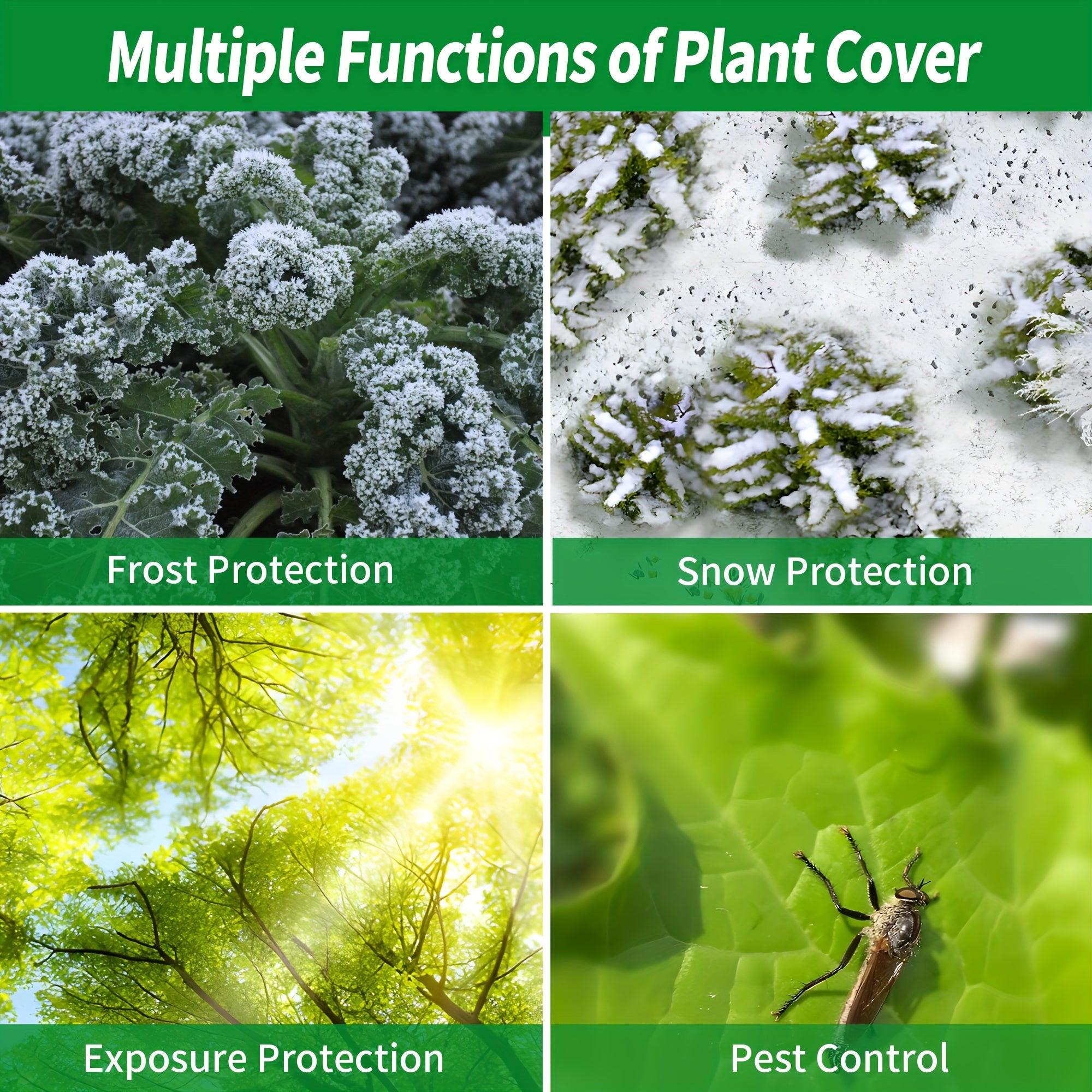 1/3/5/10pcs 10x50ft Plant Covers, Freeze Protection Frost Cloth for Winter, 0.9oz/yd² Reusable Frost Blankets for Floating Plants, Row Covers for Outdoor Vegetables Season Extension