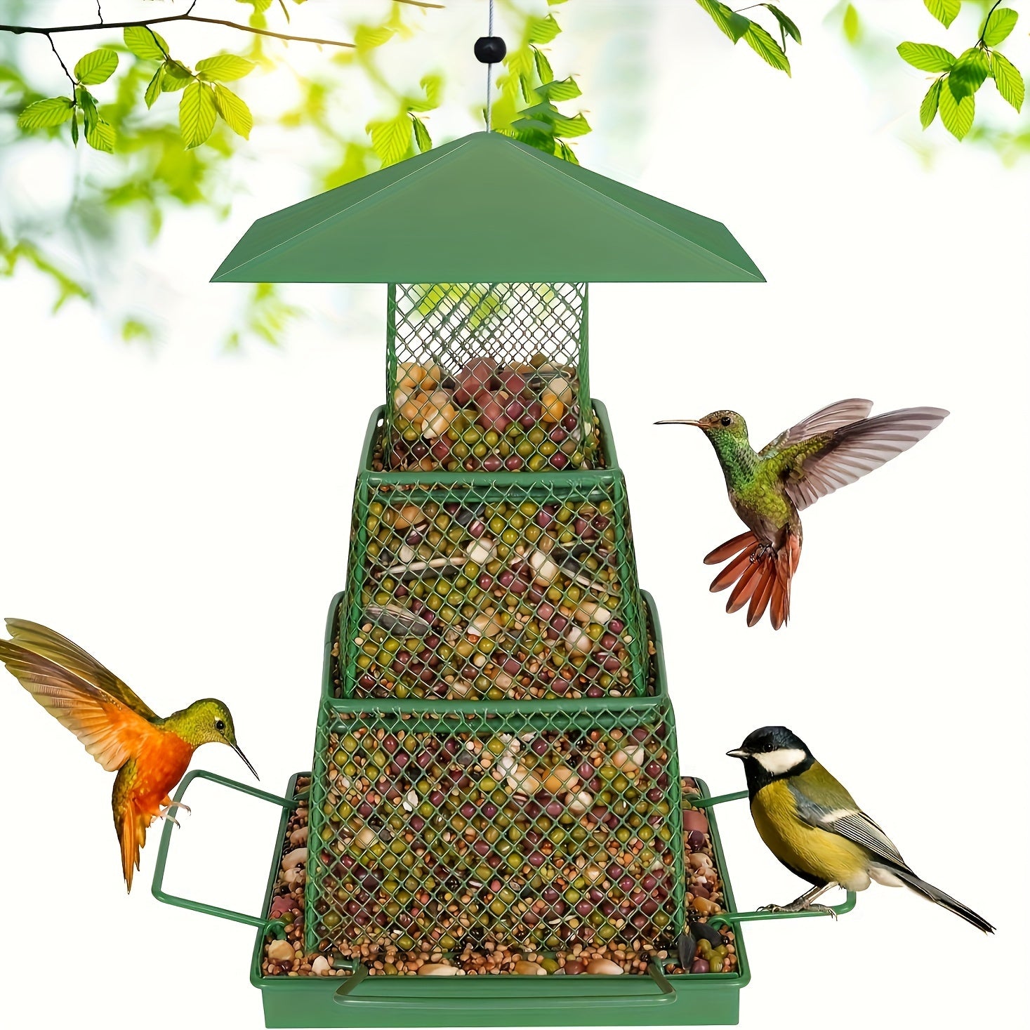 "Seed-Saving" Heavy-Duty Outdoor Bird Feeder – Squirrel-Proof, Metal Mesh Design for Cardinals & Wild Birds, Perfect for Garden & Yard Decor