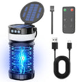 Solar Bug Zapper with Remote Control, Dual Solar Panels & 4000mAh Battery, Auto UV Sensor, IP65 Portable Electric Insect Trap for Home, Yard, Camping & Outdoor, 9.06 × 4.17 × 4.17 Inch