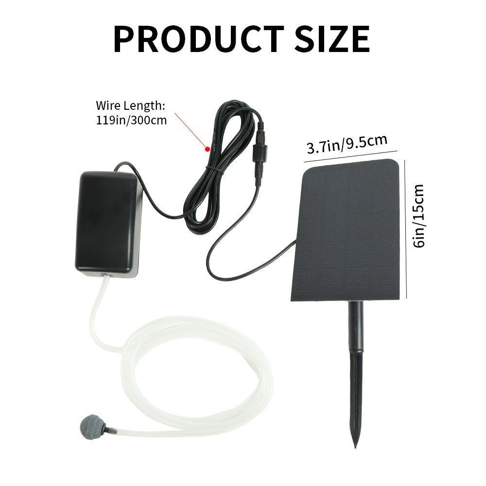 1pc Square Solar-Powered Aeration Pump with Hose, Air Stone, and Various Small Accessories, 118.11inch Wire, Portable Oxygen Pump, Effectively Aerates Ponds, IPX4 Rating
