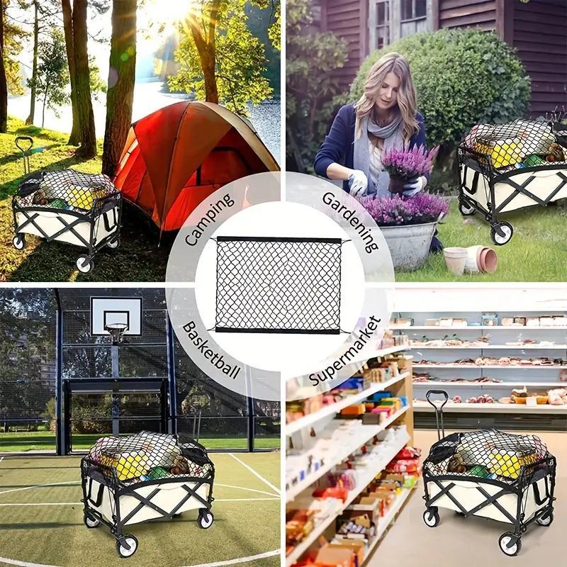 1pack Camping Cart Mesh, Camping Cart Net Bag, Small Cart Mesh Garden Cart, Fixed Net, Camping Cart Storage Net (No cart）