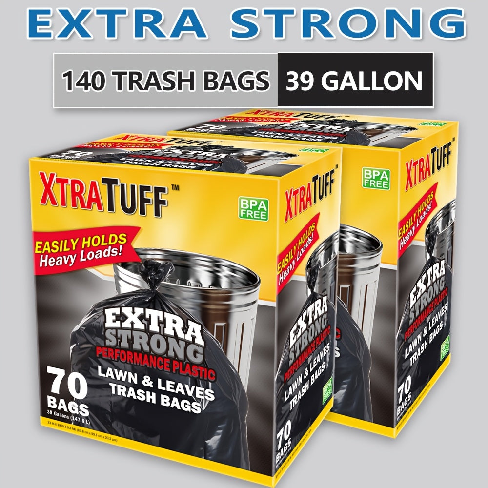 Boxed Disposable Garbage Bag 2 Boxes of 140pcs Puncture Tear Resistant Trash Bags, 39 Gallon Capacity, Large 33 X 39 Inch Multipurpose Cleaning Supplies for Industrial, Garden, Home, And Commercial Use - Durable, Leak-Proof, And Easy to Use