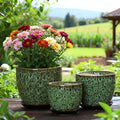 3pcs Bohemian Iridescent High-Temp Ceramic Planters - Small/Medium/ Oval Pots Suitable for Succulents, /Outdoor Pottery with Polished, Modern & Traditional Plant Vases