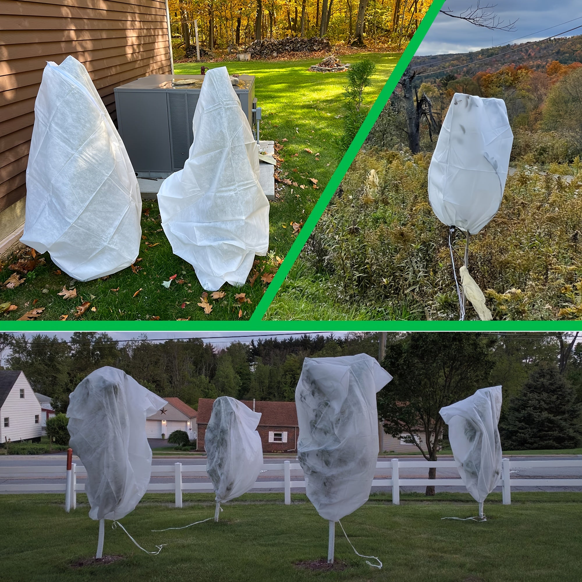 5Pack 2.2oz Plant Covers Freeze Protection, Winter Frost Cloth, Reusable Frost Blankets, Tree Cover Drawstring Bags For Outdoor Fruit Potted Shrub Season Extension (31.4*39.3, 39.3*47.2, 47.2*70.8)inch