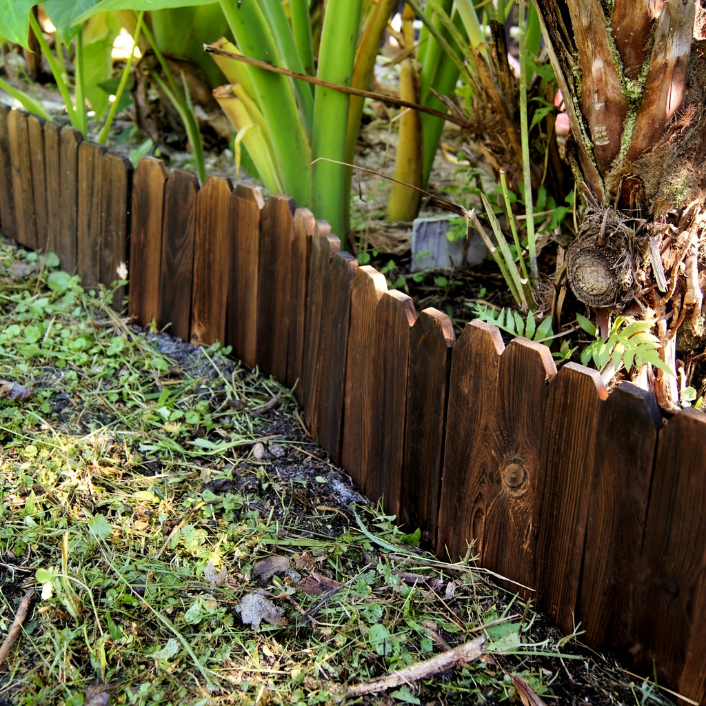 1pc 47.2-Inch Wooden Garden Edging, Decorative Small Picket Panels for Flower Bed Barriers And Landscape Fencing