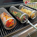 2pcs Stainless Steel Portable Barbecue Cooking Grill Barbecue Cage, Outdoor Barbecue Basket, Comes with Hook, Fork, Outdoor Camping Barbecue Grill, Outdoor Circular Barbecue Bonfire Barbecue Grill, Camping Picnic, Boys Giftories