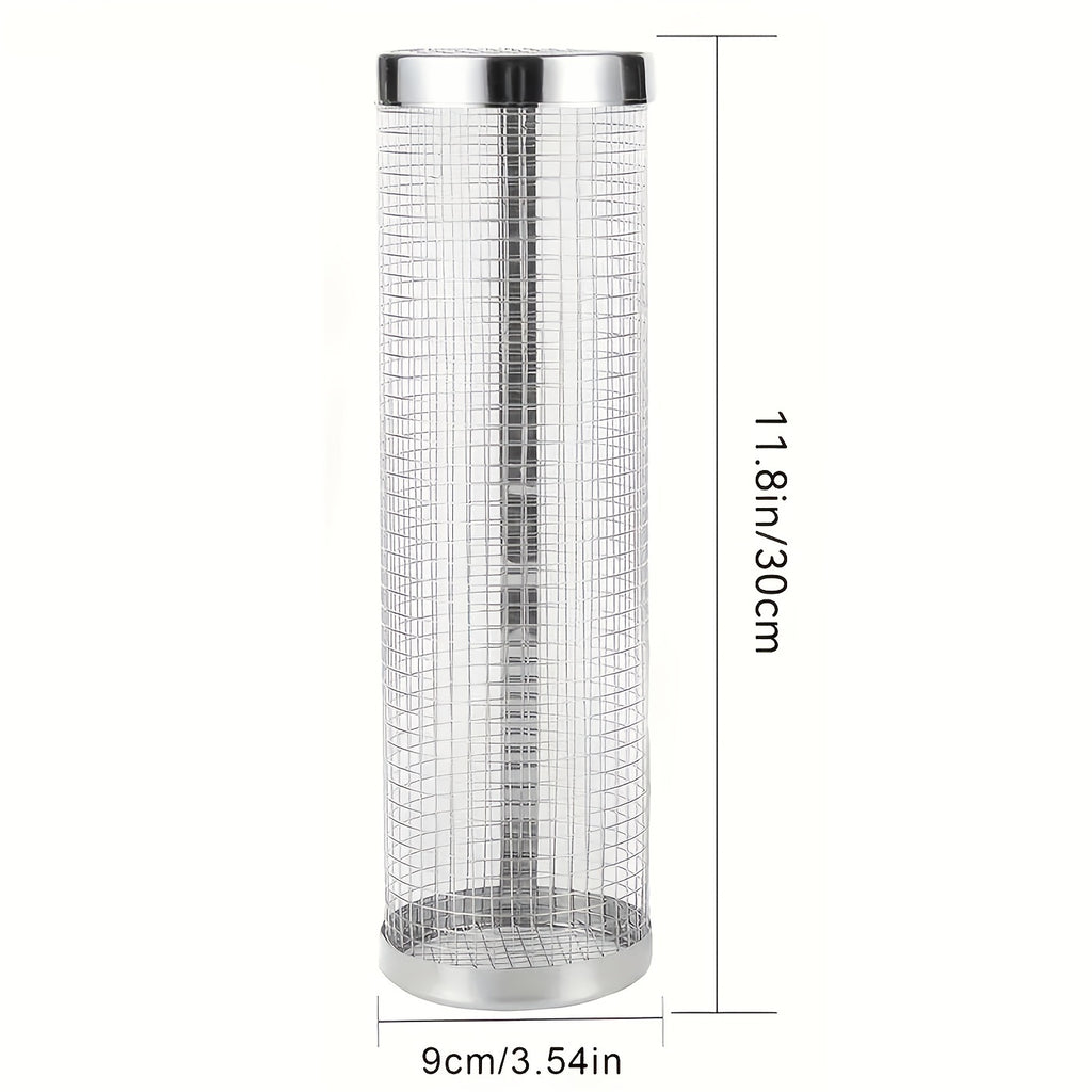 2pcs Stainless Steel Portable Barbecue Cooking Grill Barbecue Cage, Outdoor Barbecue Basket, Comes with Hook, Fork, Outdoor Camping Barbecue Grill, Outdoor Circular Barbecue Bonfire Barbecue Grill, Camping Picnic, Boys Giftories