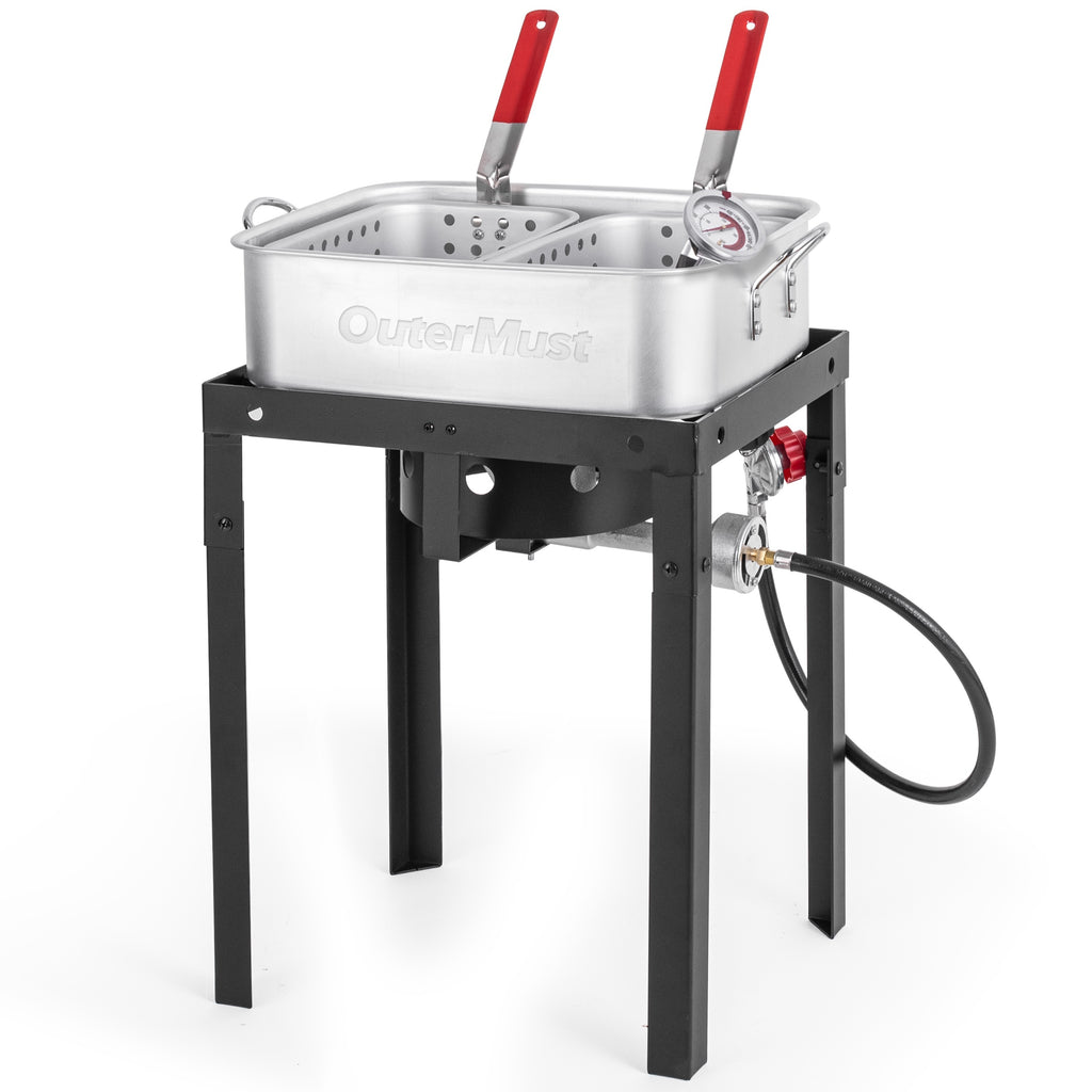 Outermust 18 Qt Outdoor Deep Fryer, 58000 BTU Heavy Duty Fish Fryer Featuring 2 Baskets, Perfect for Outdoor Cooking, Grilling, BBQ Gatherings & Camping