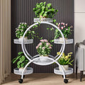 Six-Tiered Black Metal Plant Stand Garden Cart with Wheels for Displaying Flower Pots, Ideal for Home, Patio, Porch, And Balcony Decoration