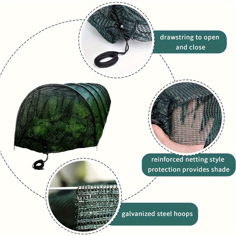 10ft Garden Tunnel Shade Cloth Cover, PET+PE Material, for Greenhouse, Patio, and Garden Plants, Plant Support Netting, Plastic with Metal Frame, for Urban Agriculture and Farming