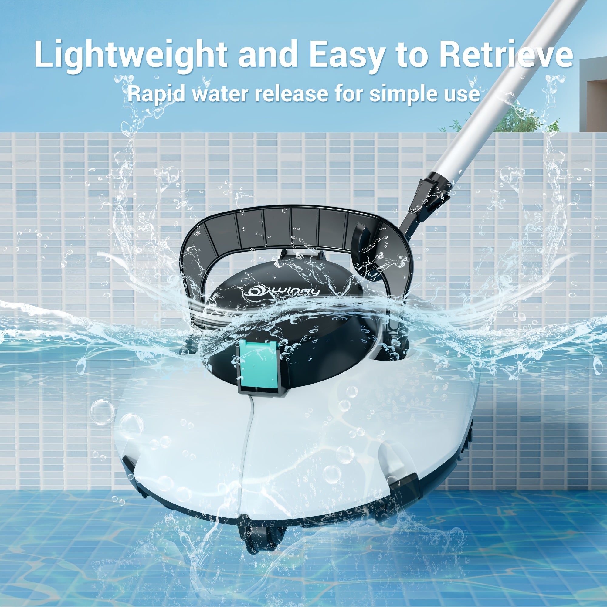 Swimming Pool Robot Vacuum Cleaner, Transparent Designed Pool Vacuum Cleaner with Strong Suction Power, Suitable for Flat Swimming Pools Over 35 Feet, Powerful And Long-Lasting