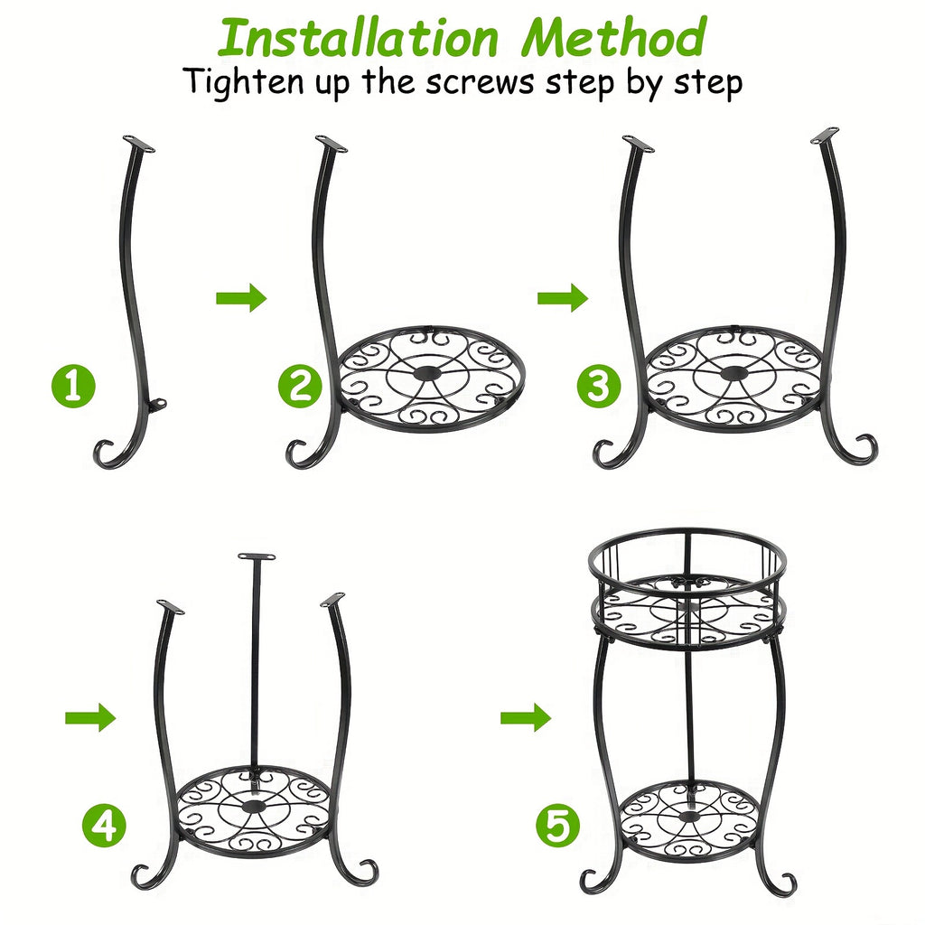 Potted Plant Stand 2 Tier Metal Flower Pot Stand Anti-Rust Heavy Duty Plant Holder Shelf for Home Indoor Outdoor (Patent Number: D966732)