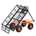 VEVOR Dump Cart, Metal/plastic Garden Dump Cart with Easy to Assemble Frame, Dump Wagon with 2-in-1 Convertible Handle, Utility Wheelbarrow 400 LBS/600 LBS/880 lbs Capacity, 10 inch Tires