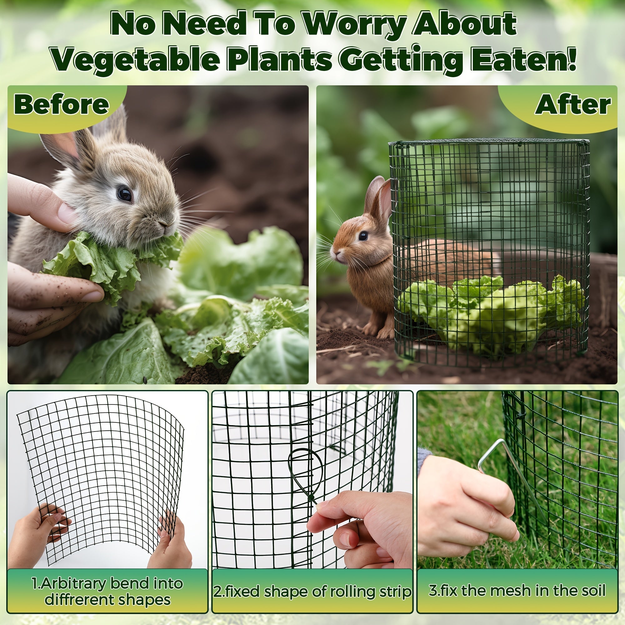 Garden Plant Protectors From Animals with Stakes, Metal Mesh And Detachable Covers Wire Plant Cage for Keeping Bunny Animals Out, Chicken Wire Plant Cover Garden Protection 4 Set/ 8 Set(Dark Green)