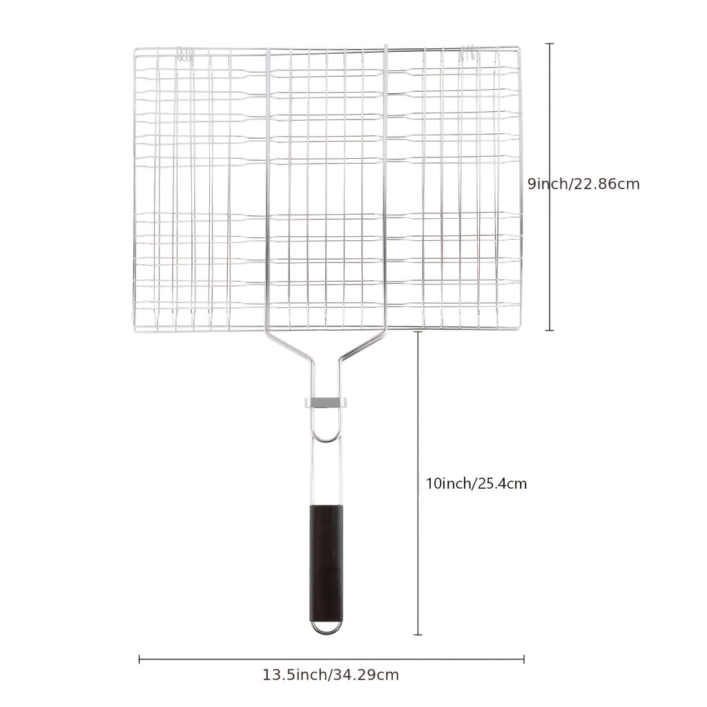 Stainless Steel BBQ Grill Basket - Large, Foldable & Portable for Fish, Shrimp & Vegetables - Perfect for Outdoor Camping, Picnics & Parties - Easy to Clean father gift