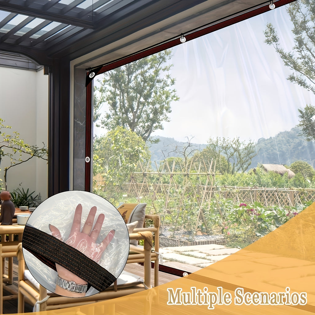 Transparent Waterproof And Oil Proof Cloth, 20 Mil, with Metal Ring Sunshade Film, Winter Plant Cover Film, Greenhouse Film, Suitable for Car, Yard, Chicken Coop, Porch, Terrace Sunshade, And Outdoor Camping, with Rain Proof Installation