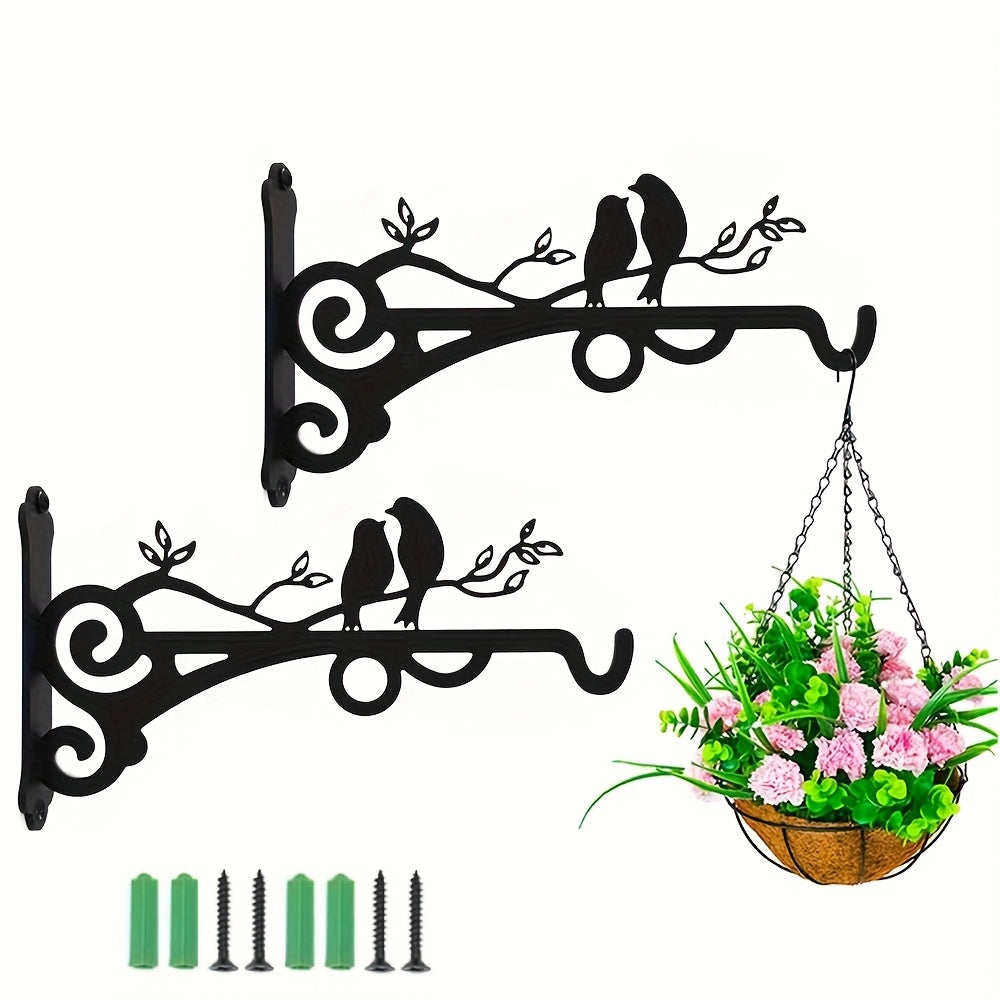 2pcs Wall Mounted Iron Flower Basket Wall Decoration Hanging Basket Flower Rack Hanging Flower Rack Living Room Balcony Green Plant Pendant