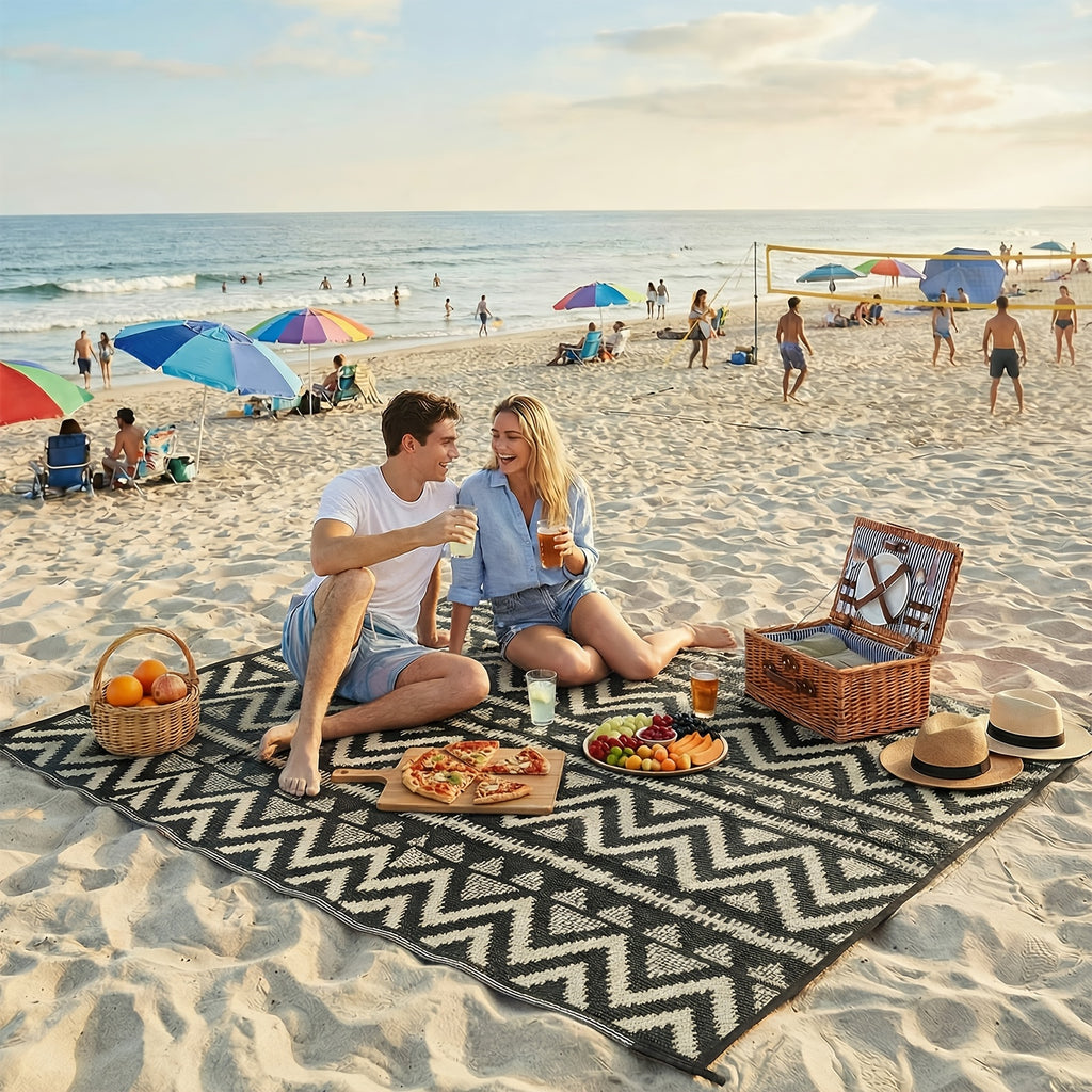 5X8Ft 6X9Ft 8X10Ft 9X12Ft 9X18Ft Outdoor Mat - Reversible Patio Mat, Foldable Picnic Mat, Perfect for Patio, Balcony, RV, Picnics, Camping, Beach, Garden Decor. Multi-Purpose for Families, Friends & Outdoor Enthusiasts, Christmas & Halloween