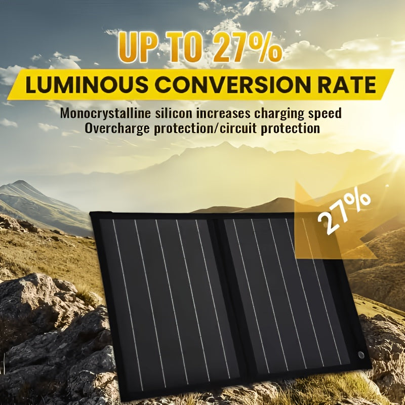 100A High Current Controller Foldable Solar Charging Panel USB-A Charge Multiple Output Emergency Power Backup for Portable Power Station Generator Laptop Tablet Home Disaster Reserve