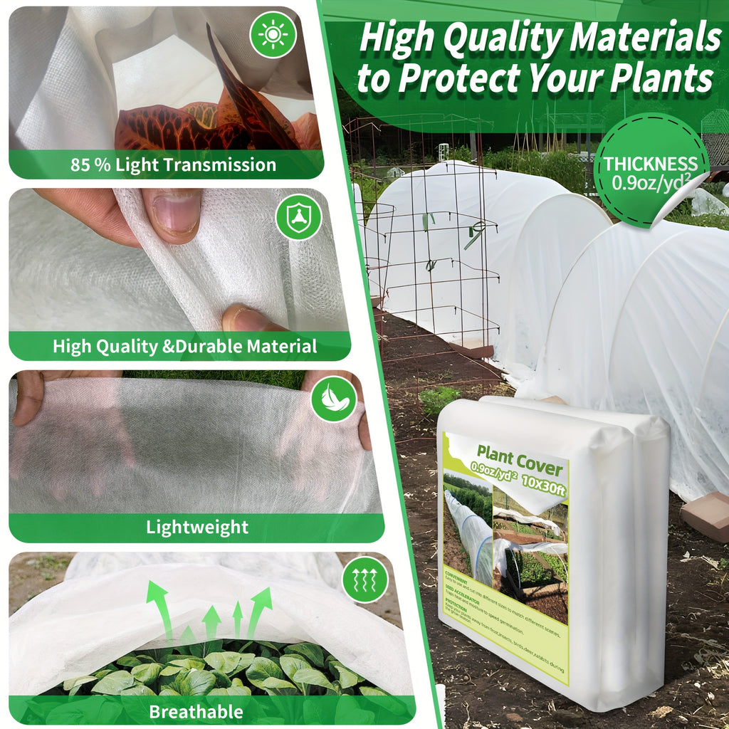 1/3/5/10pcs 10x50ft Plant Covers, Freeze Protection Frost Cloth for Winter, 0.9oz/yd² Reusable Frost Blankets for Floating Plants, Row Covers for Outdoor Vegetables Season Extension