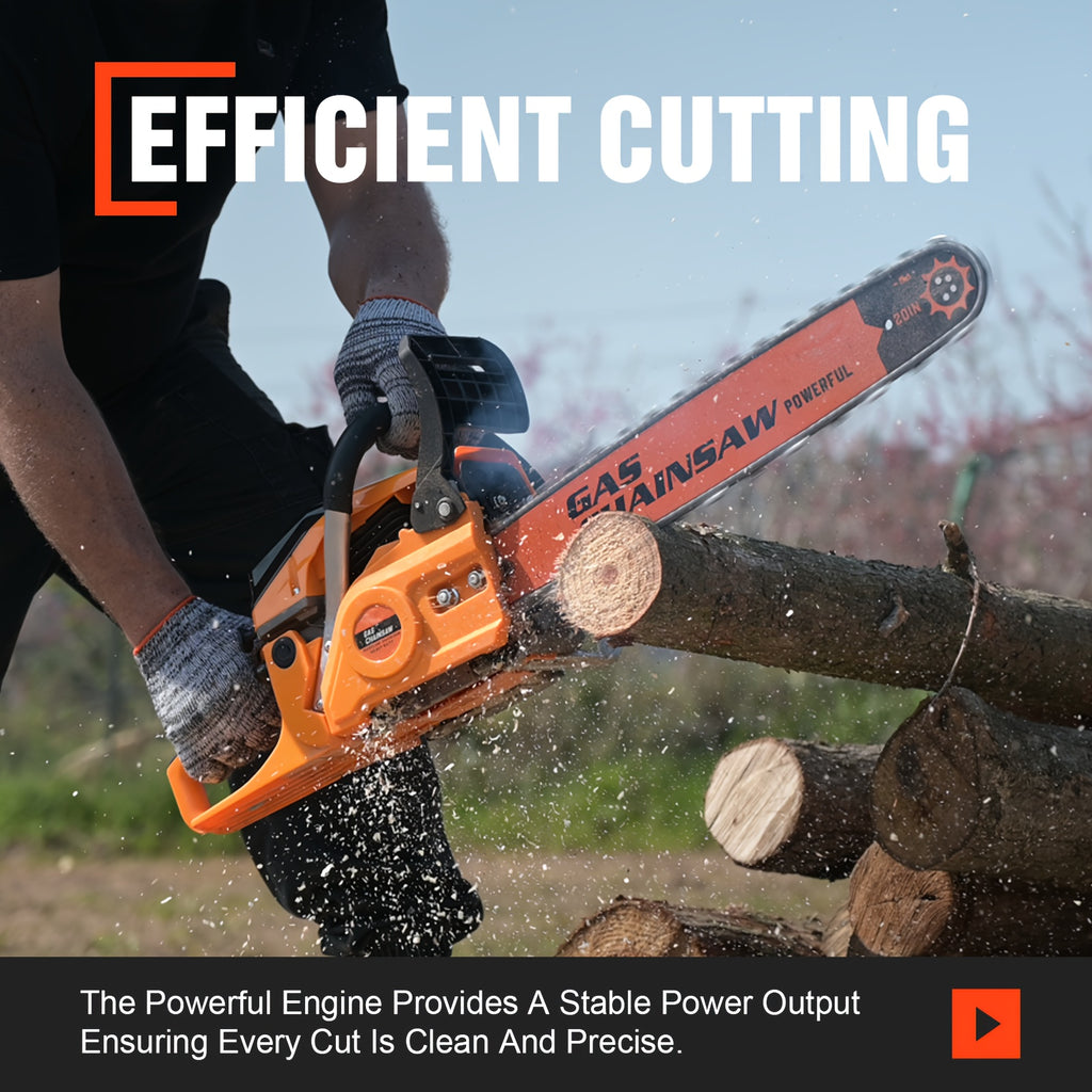 62/63cc Gasoline Chainsaw - Features a Powerful Two-stroke Engine, 20-inch Cordless Handheld Gasoline Chainsaw, Highly Efficient. Suitable for Tree Felling, Tree Limb Clearing, Farm Work, and Gardening Use. Ideal as a Family Gift