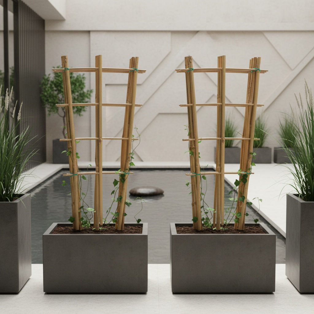 5pcs/ 10pcs Bamboo Trellis for Climbing Plants, 16 Inch Natural Garden Fan-Shaped Plant Support Bracket, Suitable for Potted Plant Decoration