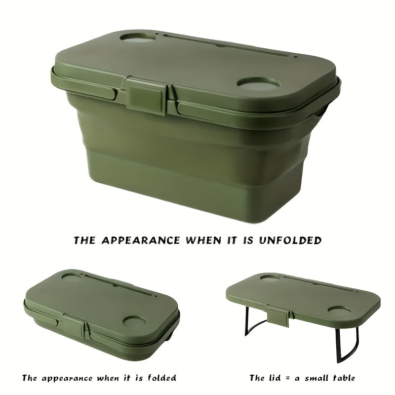 Outdoor Large Capacity Storage Basket, Camping Camping Handheld Blue, Foldable Picnic Basket, Portable Detachable Small Dining Table, Multifunctional Sturdy And Durable Storage Box