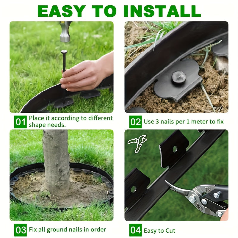 Flexible Garden Boundary Tape Measuring 393.7 Inches, Or 787.4 Inches, Designed for Landscape Edging. This Mini Plastic Fence Comes with 30 Stakes And Is Suitable for Flower Beds in Courtyards