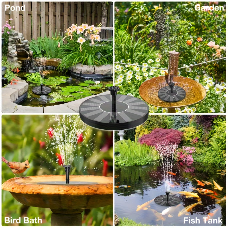 Solar Bird Bath Fountain Pump, IPX8, Upgrade 1W/1.5W Solar Fountain with 6 Nozzle, Free Standing Floating Solar Powered Water Fountain Pump for Bird Bath, Garden, Pond, Pool, Compact Fountain, Decorative Water Spray, Durable Plastic Pump