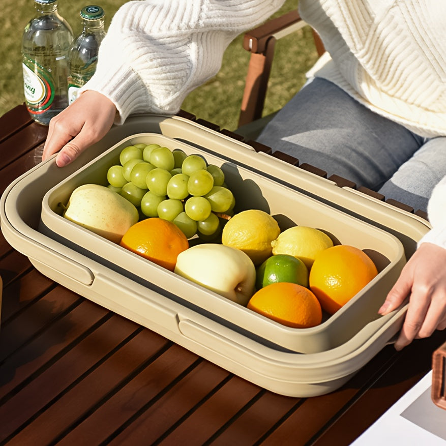 Outdoor Large Capacity Storage Basket, Camping Camping Handheld Blue, Foldable Picnic Basket, Portable Detachable Small Dining Table, Multifunctional Sturdy And Durable Storage Box