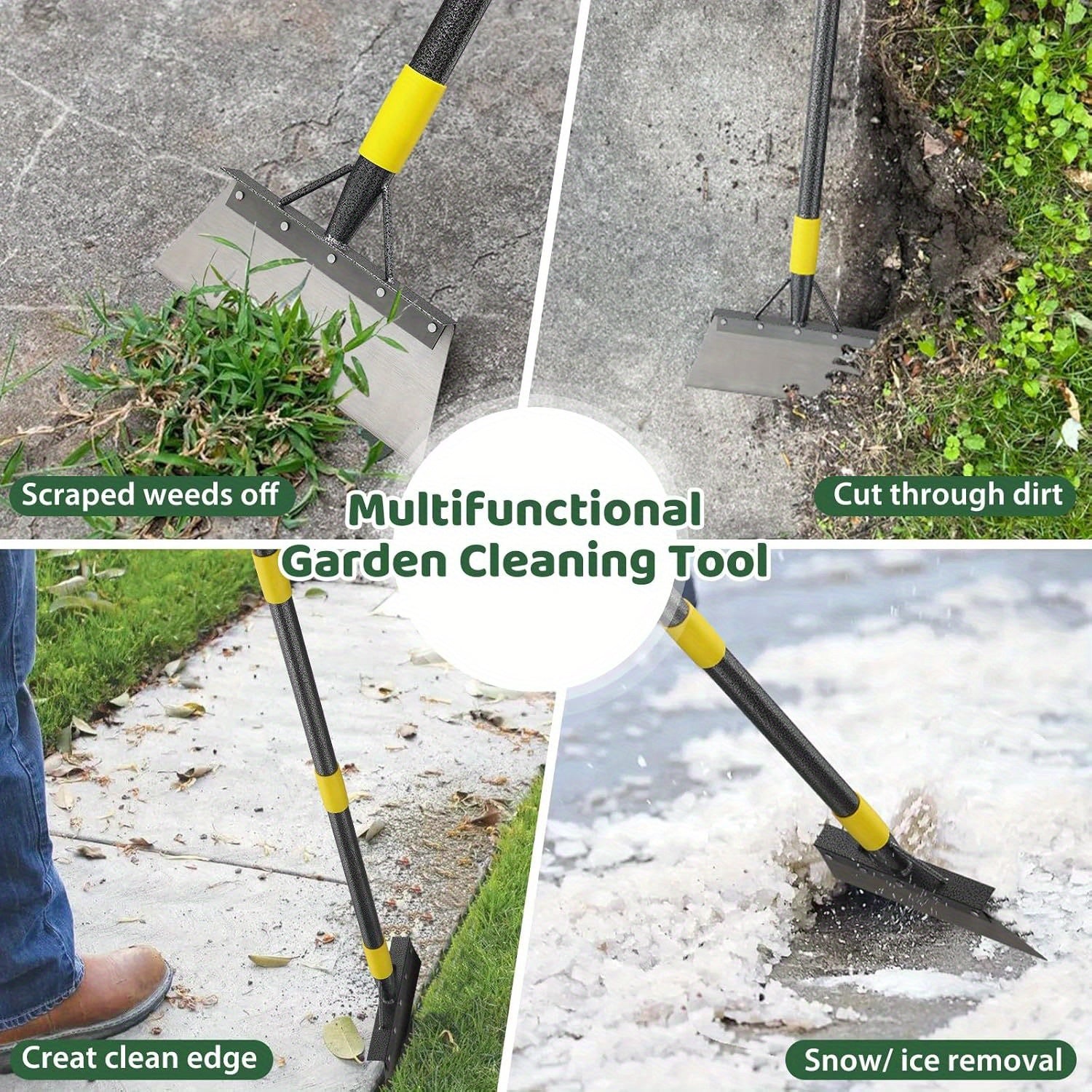 YEYEBEST Garden Flat Shovel Scraper, 60/74/88 Inch Long Multifunctional Garden Cleaning Shovel Available for Selection, Heavy Duty Floor Scraper Long Handle, Metal Weeding Scraper for Lawn Edging, Snow Ice Removal