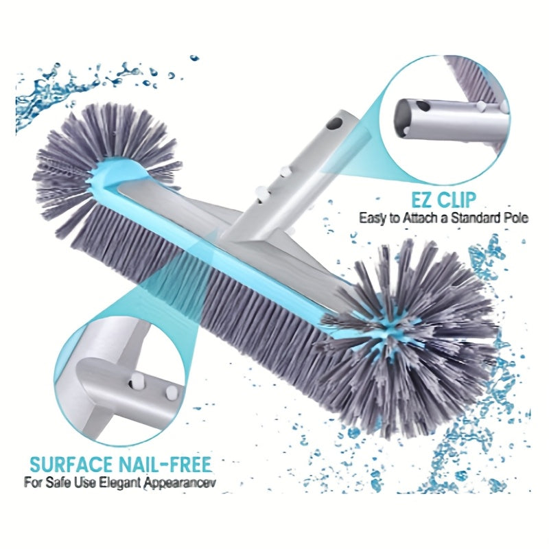 16. 9-Inch Pool Cleaning Brush with Sturdy Plastic Grip - Reusable, Efficient Cleaner for Walls, Tiles, And Floors - Must-Have Pool Care Tool, Pool Cleaning Equipment | Sturdy Pool Brush | Plastic Grip Brush, Pool Brushes