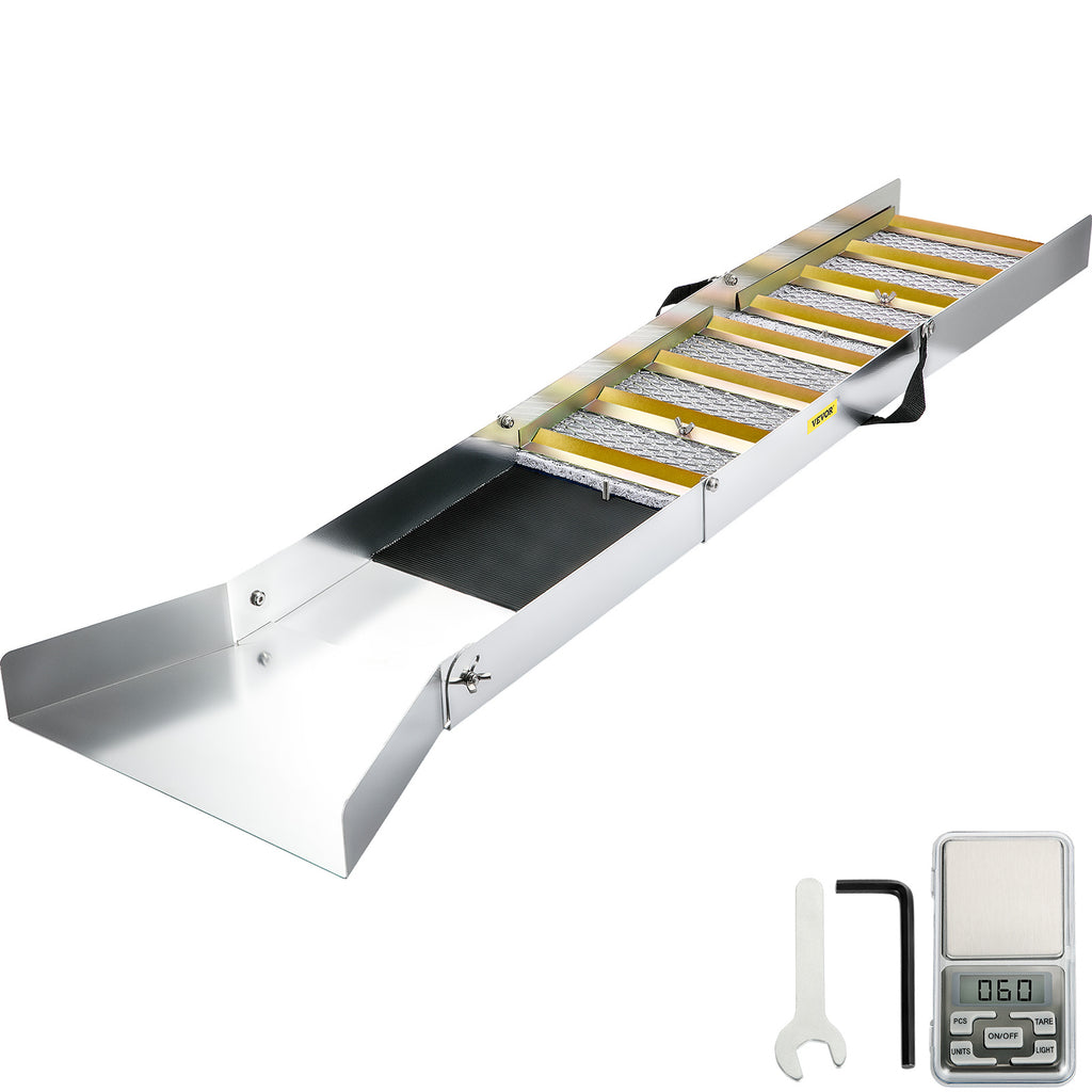 VEVOR Folding Aluminum Alloy Sluice Box, Compact 50" Sluice Boxes for Gold, Lightweight Gold Sluice Equipment, Portable Sluice Boxes with Miner's Moss, River, Creek, Gold Panning, Prospecting, Dredgin