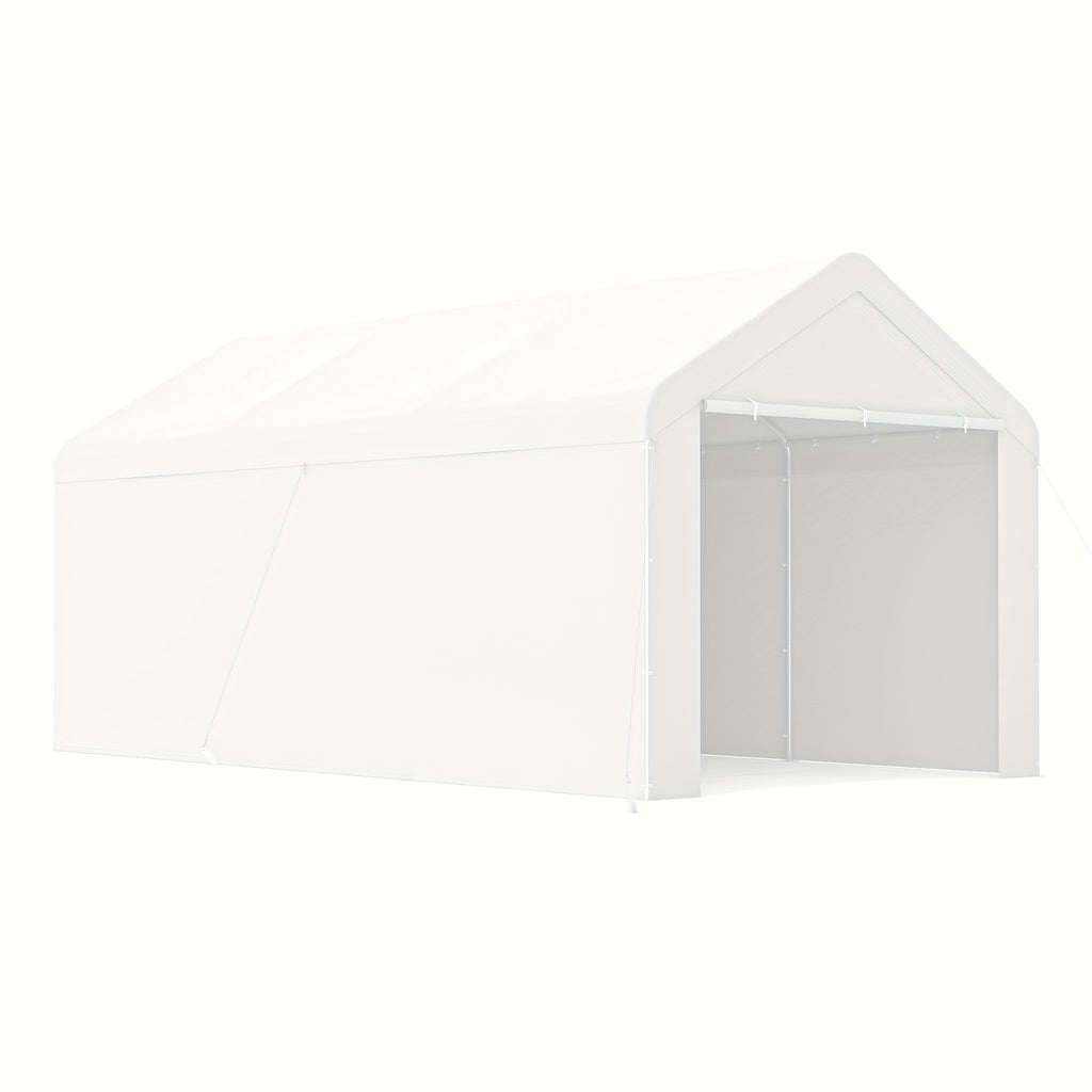 10x20 Carport Heavy Duty Portable Garage Shelter Metal Car Canopy Tent with UV-Resistant & Weatherproof Top Cover for RV & Vehicles
