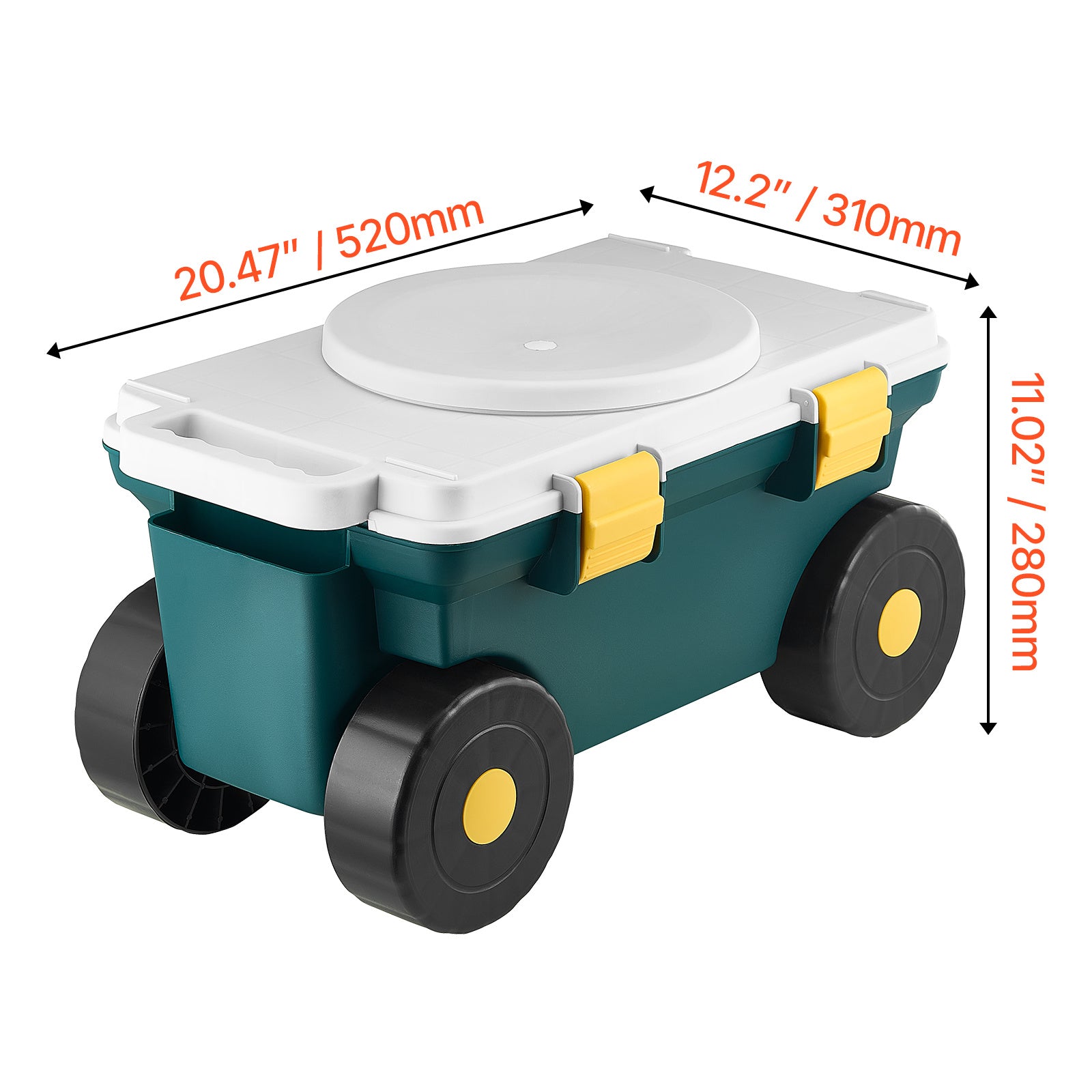 VEVOR Rolling Garden Cart with Seat 276 lbs Plastic Garden Scooter Storage Bin & Seat Light/heavy