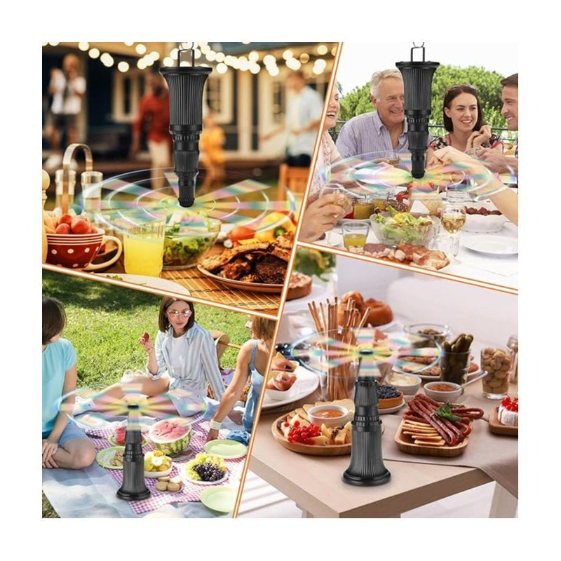 Fly Fans for Tables, Fly Fan for Indoor Outdoor Tables Battery Powered Fly Swatter Fan to Keep Flies Away with Holographic Blades for Home Party Outside Picnic, 6 Pack