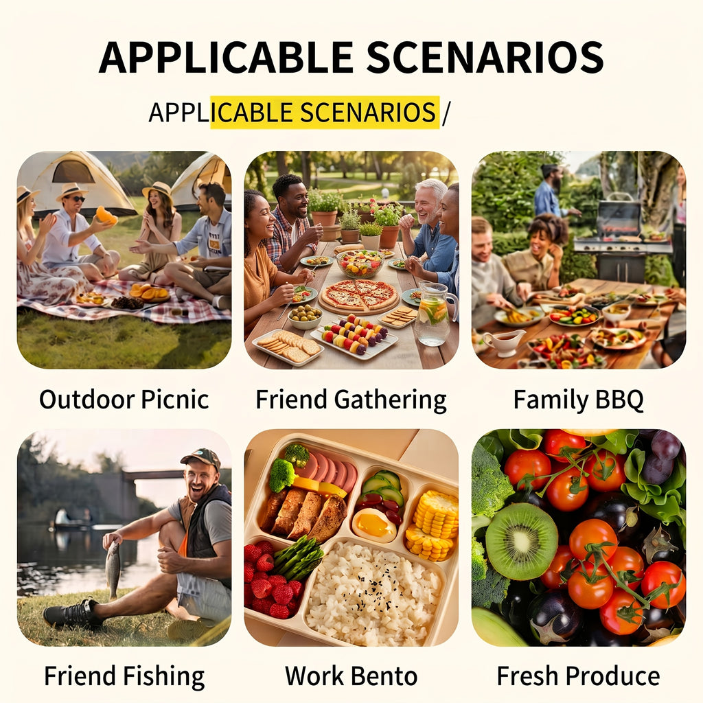 Picnic Bag & Mat Set, Deluxe Insulated Leakproof Large Capacity Cooler Bag, Waterproof Foldable Picnic Blanket, All-in-One Outdoor Supplies for Camping Hiking Beach Travel BBQ Family Party Non-Food Direct Contact