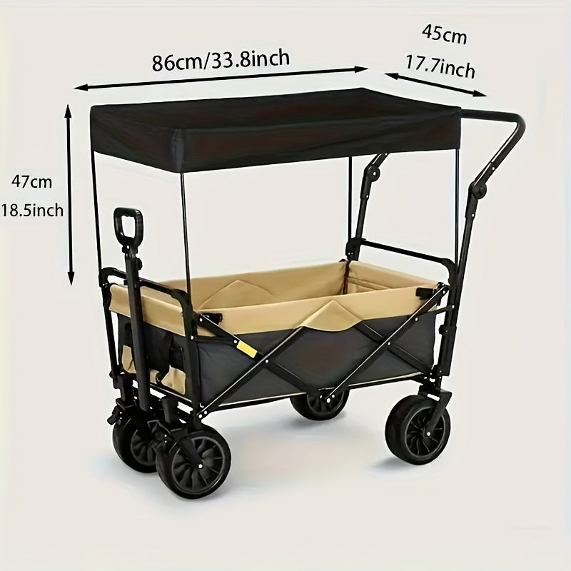 1pc Metal Frame Camper Canopy, Removable Awning, Quick-install, UV-resistant, Washable, Portable Cover, Universal Replacement Parts, Suitable for 33.8-37 Inch Folding Multi-purpose Vehicles, Beach Trailers, Pet Strollers (canopy Only)