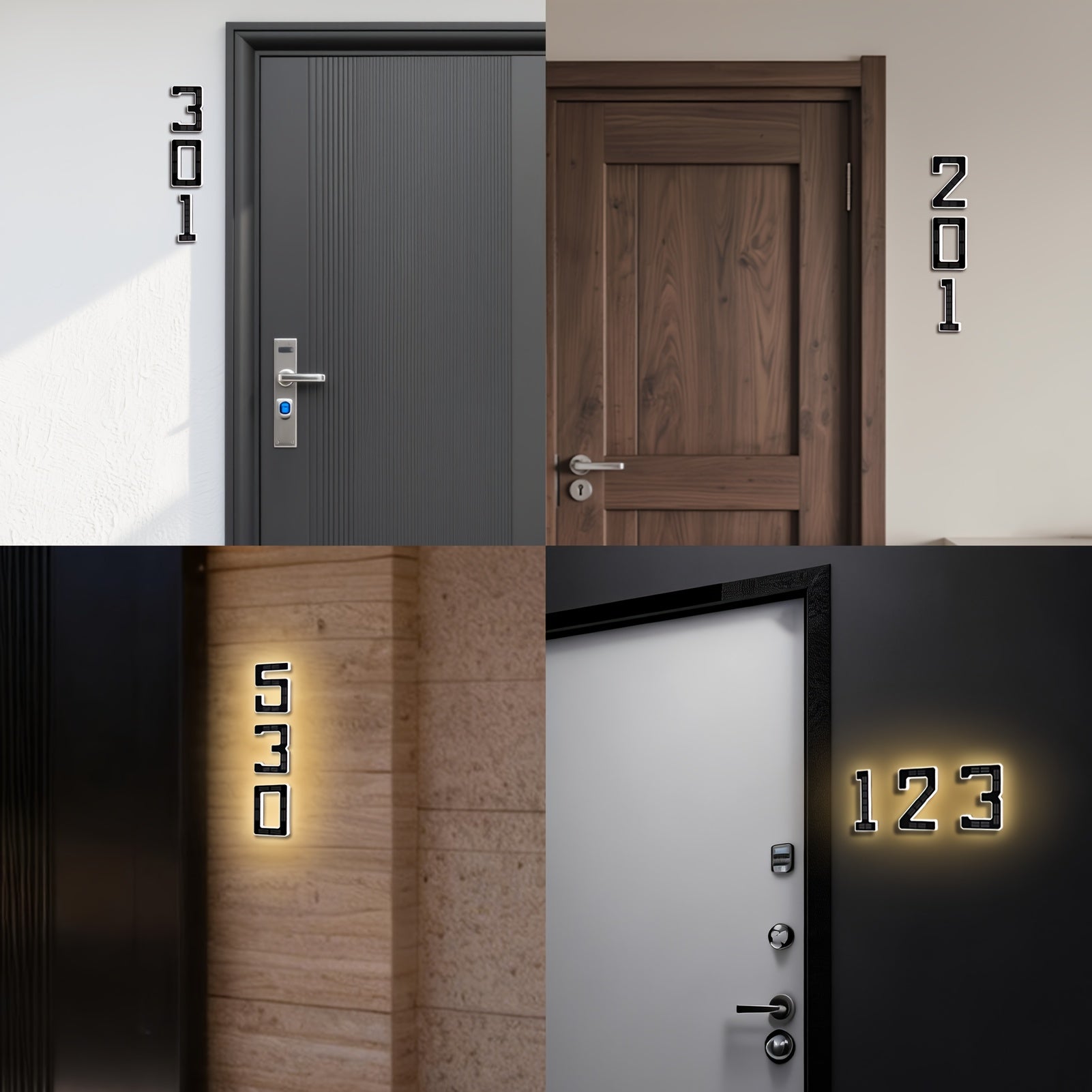 6.7 Inch Solar Powered LED House Number Sign, IP44 Address Number Light for Home, Light Up Door Numbers, 600mAh, Wall-Mounted, No Wiring Required, Modern Backlit Address Sign for Homes Decor