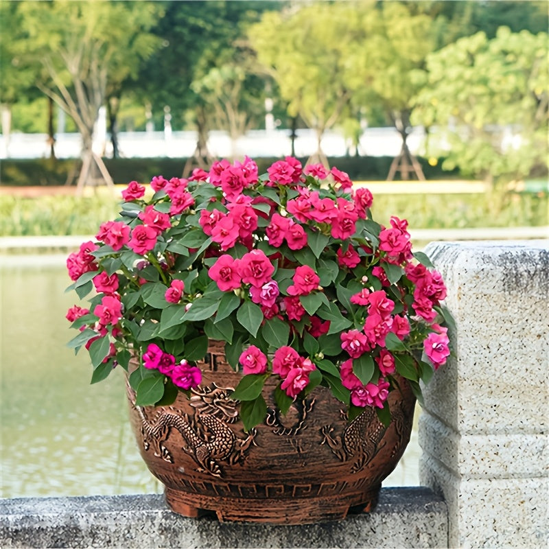Set - 2pcs,17 Inches Copper Dragon Pattern Planter - Christmas And Halloween Flower Pot, Ideal for Lotus & Halloween Decorations Outdoor & Christmas Decorations for Home. Gardening Gift,home Decor