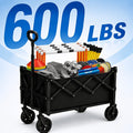 360 Degree All Terrain Folding Heavy Duty Garden Utility Wagon 450 600 Pounds Capacity Multipurposed Transport Cart for Camping Shopping Sports Equipment Black