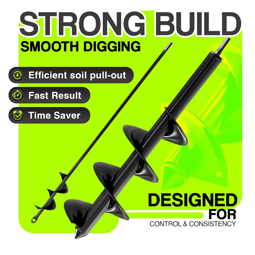 2pcs Auger Drill Bit for Planting with Gloves (1.97 X 8.66 Inch & 3.15 X 9.84 Inch Set) - Heavy Duty Garden Spiral And Bulb Planter Tool for Digging Holes - Compatible with 3/8 Inch Hex Drive