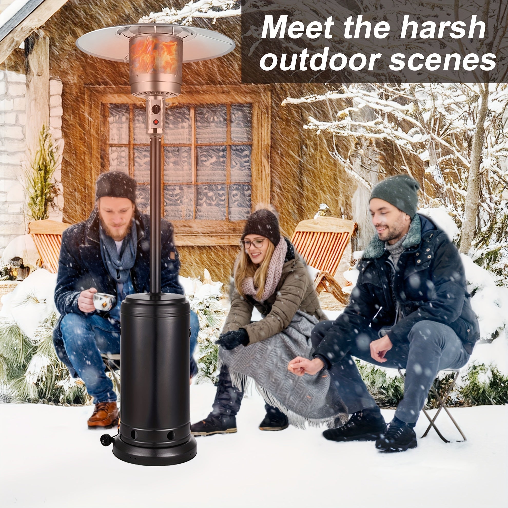 Vivicreate 9/88/90 INCH [48, 000/5500] BTU Heavy Duty Double Layer Stainless Steel Propane Outdoor Heater, Metal, No Electricity Required, Fast Heating Up In 1 Minute, Built-in Ignition, Suitable for Outdoor Use, Christmas Gift Ideas