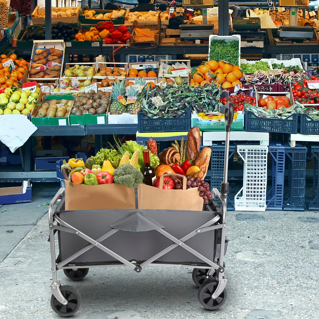 Collapsible Wagon, Beach Wagon with Big Wheels for Sand, Grocery Wagon All-Terrain Wheels Garden Grocery Wagon for Shopping, Park Picnic, Camping, Beach Trip