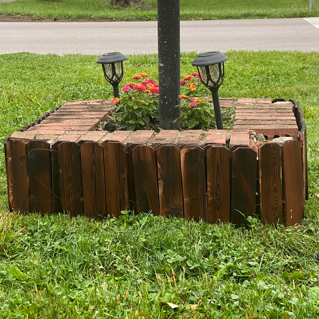 1pc 47.2-Inch Wooden Garden Edging, Decorative Small Picket Panels for Flower Bed Barriers And Landscape Fencing