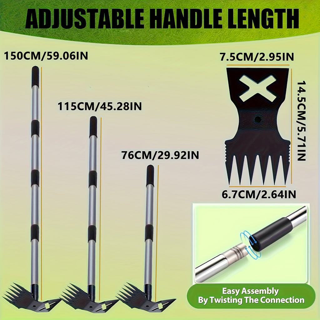 1pc Heavy Duty Gardening Hoe-Extra Long 60 Inch Handle, Dual Function Weeding Rake with Action Hoe for Professional & Home Gardening, Farm, Lawn Care-Heavy Duty Metal Construction, Soil Reclamation Tool, Sturdy and Durable, High Quality Excavating