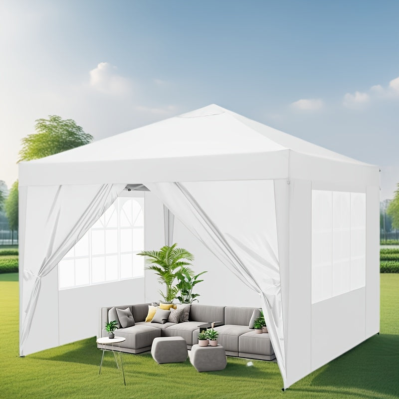 10×10ft Waterproof And Stable Against Cold, Party Tent With 4 Side Panels, Pop-up Folding Gazebo, UV Protection 50+, Garden Gazebo With Transport Bag, Easy To Install And Remove